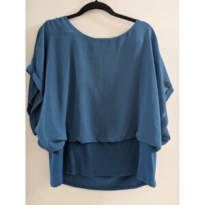 Flowy, Teal Blue  Lightweight Top Boho XL, graceful, flattering, easy care